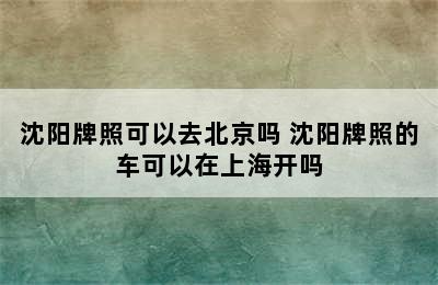 沈阳牌照可以去北京吗 沈阳牌照的车可以在上海开吗